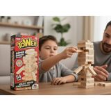 Özbience Ahşap Jenga Denge Oyunu Tower Büyük Boy 54 Parça, Eğlence ve Strateji Seti - Seçenek 1 - Ahşap - Ceviz