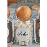 Özbience Ahşap Kapaklı 800 ml Top Şeker Kavanozu, Şık ve Kullanışlı Saklama Çözümü - Amber - 1 - 1,3 lt