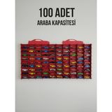 Özbience Ahşap Oyuncaklar 100 Arabalık Duvar Tipi Araba Rafı Altın - Turkuaz Renk Seçeneği - Seçenek 1