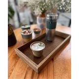 Özbience Ahşap Tepsi ve Organizer, Kahve ve Kahvaltı Sunumu Için Ideal Set - Ahşap - Ceviz - Seçenek 1