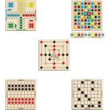 Özbience Ahşap Zeka ve Strateji Oyun Seti 5'li, 9 Taş, Dama, Atla Topla, Kızma Birader, Reversi - Seçenek 1