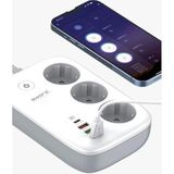 Özbience Akıllı Wi-Fi Priz 3’lü, 30W Type-C, USB ve Uzaktan Kontrol ile - Ahşap - Bej - Siyah