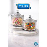 Özbience Akrilik Ayaklı Şekerlik ve Sunumluk 2'li Set, Şık ve Modern Dekorasyon - 001-Renkli - Seçenek 1