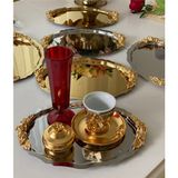 Özbience Altı Adet 20X25 cm Oval Gold ve Gümüş Sunum Tepsisi Seti - Açık Bej - Seçenek 1