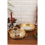 Özbience Aynalı Kulplu Sunum Tepsisi 20 Cm, 2'li Set, Kahve, Çay, Çikolata Için Ideal - Altın - Seçenek 1