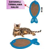 Özbience Balık Şeklinde Kedi Tırmalama Oyuncağı ve Halısı Seti - Seçenek 1