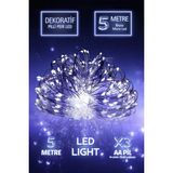 Özbience Beyaz 5 Metre Peri LED Işık Dekoratif Duvar Perde Süsü - Ahşap - Beyaz - Seçenek 1