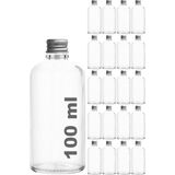 Özbience Beyaz Cam Şişe 100ML, Metal Gümüş Kapak, 20'li Set, Kolonya ve Kokular - Ahşap - Beyaz