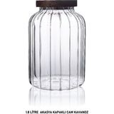 Özbience Büyük Boy 1.8l Cam Kavanoz, Saklama Kabı, Bakliyat, Kahve, Baharat Için - Ahşap - Ceviz