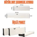 Özbience Büyük Boy Ayarlı Çekmece Düzenleyici 3'lü Paket, Pratik ve Şık Organizatör - Ahşap - Beyaz - Seçenek 1