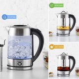 Özbience Cam Inox Bitki Çayı Makinesi ve Su Isıtıcı Kettle 2202, Led, Yüksek Borosilikat Gövde - Altın - Gri