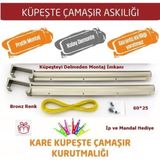 Özbience Çamaşır Kurutma Askısı, Balkon, Dikdörtgen, 60X25, Bronz - Altın - Seçenek 1