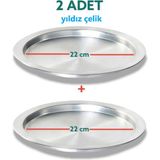 Özbience Çiftli 22 cm Alüminyum Künefe ve Kadayıf Tepsisi Seti - Altın - Gümüş - Bakır - Seçenek 1