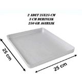 Özbience Çiftli 25X25 cm Alüminyum Baklava, Börek ve Kek Tepsisi Seti - Altın - Gümüş - Bakır - Seçenek 1