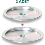 Özbience Çiftli 32 cm Alüminyum Künefe ve Kadayıf Tepsisi Seti - Altın - Gümüş - Bakır - Seçenek 1