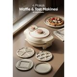 Özbience Çıkarılabilir Yapışmaz Plakalı Tost ve Waffle Makinesi, 4 Ayrı Plaka - Bej