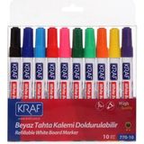 Özbience Çizim ve Yazma Için 10'lu Beyaz Tahta Kalemi Seti, Kolay Kullanım - 001-Renkli - Seçenek 1