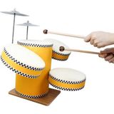 Özbience Çocuklar Için Ahşap ve Deri Bateri Seti, Eğlenceli Müzik Deneyimi - Seçenek 1 - Altın - Turkuaz