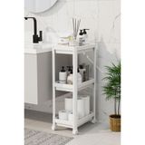 Özbience Çok Katlı Tekerlekli Modern Depolama Rafı, Banyo ve Mutfak Için Şık Tasarım - Ahşap - Beyaz - Seçenek 1