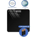 Özbience Dijital Cam Tartı, 180 Kg, LCD Ekran, Pil Hediyeli, Siyah Renk - Ahşap