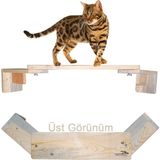 Özbience Doğal Ahşap Kedi Merdiveni, Duvar ve Köşeye Montaj, 40CM, 10KG Maks. - Seçenek 1