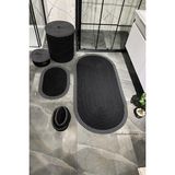 Özbience Doğal Jüt Hasır Banyo Takımı, Çamaşır Sepeti ve Paspas Seti - Ahşap - Seçenek 1
