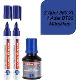 Özbience Doldurulabilir Mavi Tahta Kalemi Seti, 2X360 ml Mürekkep, Uzun Ömürlü Kullanım - 0- Koyu Mavi - Seçenek 1