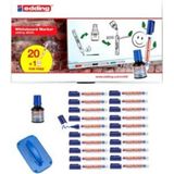 Özbience Edding Beyaz Tahta Kalemi Cap Off E-360XL Mavi 20 Li + Mürekkep Silgi - 0- Koyu Mavi - Seçenek 1