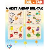 Özbience Eğitici 4'lü Bul-Tak Oyuncak Seti: Hayvanlar, Taşıtlar, Meyveler ve Sebzeler - Seçenek 1