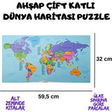 Özbience Eğitici Ahşap Dünya Haritası Puzzle Seti, Çocuklar Için Eğlenceli Öğrenme - Seçenek 1