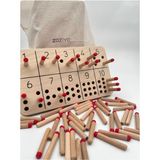 Özbience Eğitici Ahşap Sayı Öğrenme Oyuncağı, Montessori Çubuklar ile Sayma Becerisi - Seçenek 1 - Ahşap - Bej