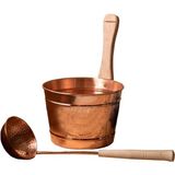 Özbience El Yapımı Bakır Sauna Kovası ve Kepçesi Seti, Sağlıklı ve Şık Tasarım - Altın - Seçenek 1