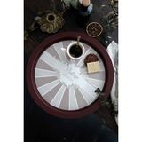 Özbience Elegance Desenli Yuvarlak Metal Tepsi, 37 Cm, Sunum ve Çay Kahve Keyfi - Amber - Seçenek 1