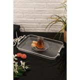 Özbience Elisa Şeffaf Gümüş Yaldızlı Kristal Tepsi 40X26,5 cm - Altın - Gümüş - Bakır - Seçenek 1