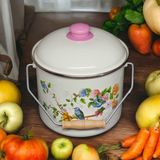 Özbience Emaye Bakraç Yoğurt ve Saklama Tenceresi 20 cm 5 Lt - Ahşap - Beyaz - Seçenek 1