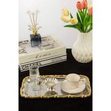 Özbience Gold Gül Desenli Paslanmaz Çelik Sunum Tepsisi 33X18 Cm, Şık ve Dayanıklı - Altın - Gümüş - Bakır - Seçenek 1