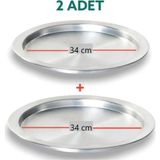 Özbience Iki Adet 34 cm Alüminyum Künefe ve Kadayıf Tepsisi Takımı - Altın - Gümüş - Bakır - Seçenek 1