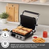 Özbience Iki Ürün Bir Arada Dijital Inox Izgara ve Tost Makinesi, 6 Dilimlik