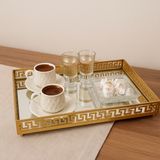 Özbience Kadife Kaplama Gold Aynalı Büyük Dekoratif Tepsi 27X40 - Altın - Seçenek 1