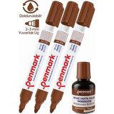 Özbience Kahverengi Yazı Tahta Kalemi 3’lü ve 30 ml Mürekkep Seti - 0- Koyu Mavi - Seçenek 1
