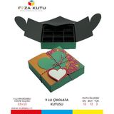 Özbience Kalpli Çikolata Kutusu Hediye Kutusu 14 Şubat Pasta Kutusu 10'lu Set - Altın - Turkuaz - Seçenek 1