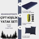 Özbience Kamp Seti: Çift Kişilik Şişme Yatak, 2 Yastık ve Pompa ile Rahat Uyku - Seçenek 1