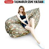 Özbience Kamuflaj Desenli Taşınabilir Şişme Yatak ve Koltuk, Kamp ve Plaj Için Rahat Kullanım - Seçenek 1 - Açık Bej