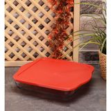 Özbience Kare Borcam Tepsi, Kırmızı Kapak, 28X28CM, 3200CC, Dayanıklı ve Şık - Seçenek 1