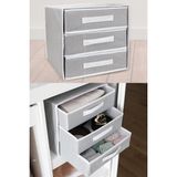 Özbience Katlanabilir Üç Çekmeceli Kumaş Dolap ve Takı Organizeri 32X32X32CM - Altın - Gri - Seçenek 1
