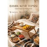 Özbience Katlanır Bambu Yatak Keyfi Tepsisi, Portatif ve Şık Tasarım - Ahşap - Ceviz - Seçenek 1