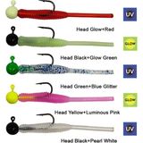 Özbience Kendo Hook Worm Jighead ve Lrf Silikonu Seti, 5 Adet, Glow ve Red Renkler - Altın - Turkuaz - Seçenek 1