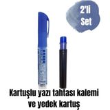 Özbience Kolay Kullanım Kartuşlu Yazı Tahtası Kalemi ve Yedek Kartuş Seti - 0- Koyu Mavi - Seçenek 1