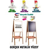 Özbience Manyetik Metalik Ahşap Yazı Tahtası Seti 3'lü, Modern ve Şık Tasarım - 12M-Krem - Seçenek 1
