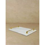 Özbience Mermer 30X20 cm Dekoratif Söz Nişan ve Sunum Tepsisi, Beyaz ve Gold - Ahşap - Beyaz - Seçenek 1